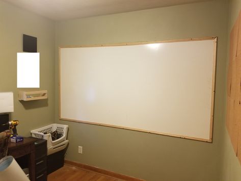 Diy White Board Ideas, Homeschool Room With Whiteboard, Diy Magnetic Whiteboard Wall, Large Dry Erase Board, Whiteboard Diy How To Make, Giant Whiteboard Ideas, Diy Large Whiteboard, White Board Alternative, Diy White Board Calendar