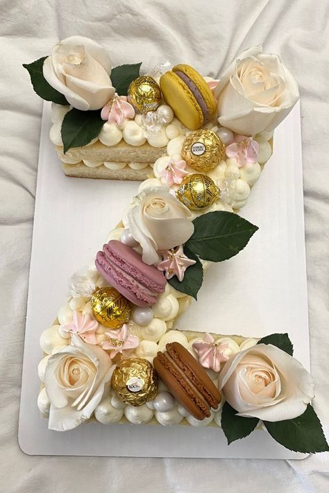 cake decorating, cake designs birthday, cake ideas, cake aesthetic, cake, cake recipes, cakes, cake designs, letter cake, letter cake ideas, letter cake birthday, letter cake design, letter aesthetic, white, white cake, white  aesthetic, flowers, flower aesthetic, floral, neutral, gold aesthetic, beige aesthetic Letter Cakes Ideas, White Aesthetic Flowers, Healthy Baking Alternatives, Sugar Free Pastries, Letter Aesthetic, 30th Birthday Ideas For Women, Alphabet Cake, Z Letter, Vegan Pastries