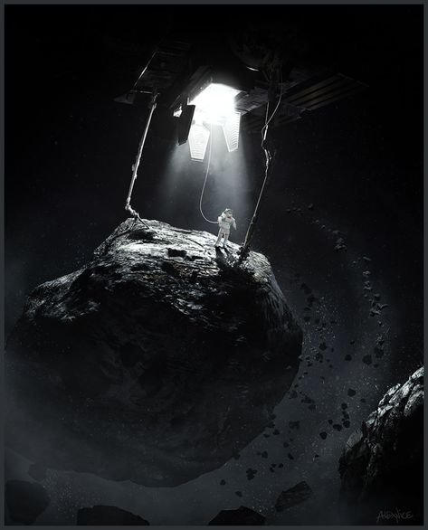 ArtStation - Asteroid Mining , Alex Nice Astronaut Artwork, Asteroid Mining, Astronaut Illustration, 3d Camera, Dark Space, Astronaut Art, Science Fiction Art, Space Opera, Space Travel