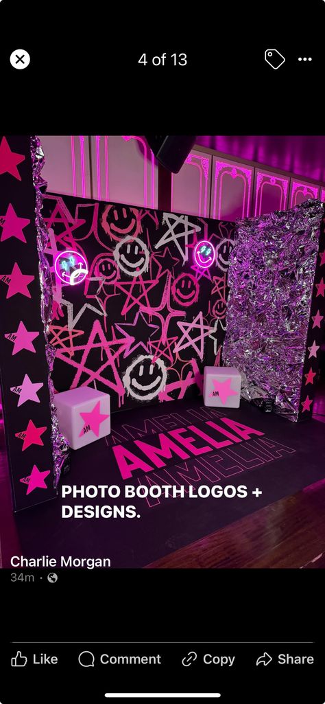 Bat Mitzvah Photo Booth, Neon Bat Mitzvah Theme, Bat Mitzvah Themes Decor, Backdrops Ideas, Pink Bat Mitzvah, Bat Mitzvah Themes, Mitzvah Themes, Bat Mitzvah Party, Graffiti Heart