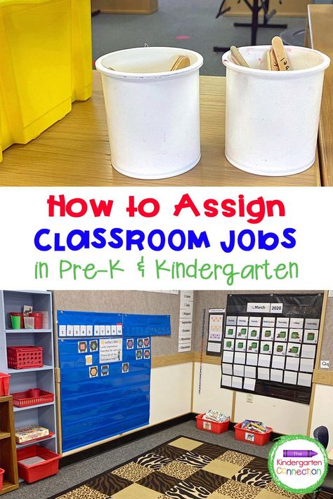 There are probably only a few things that are more exciting in Pre-K or Kindergarten than being chosen to be the teacher’s helper. Today I want to share one of my classroom management tips with you - my simple system for how to assign classroom jobs without losing valuable teaching time! Add this tip to your classroom routines for the year and start picking classroom helpers without creating an extra “job” for yourself. Jobs For Preschool Classroom, Kindergarten Teacher Classroom, Kindergarten Jobs, Creative Curriculum Preschool, Kindergarten Classroom Management, Classroom Planning, Classroom Helpers, Classroom Routines, First Day Of School Activities