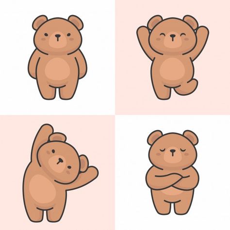 Bear Cute Cartoon, Bears Drawing Cute, Bear Doodle Cute, Bears Illustration Cute, Cute Bears Cartoon, Cute Bear Sitting Drawing, Cute Drawings Bear, Kawaii Bears, Bear Doodle Easy