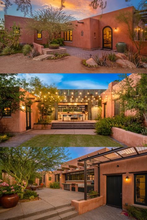 Desert Home Exterior Ideas, Southwestern Stucco Homes, Modern Adobe Architecture, Adobe Homes Modern, Mid Century Adobe House, Adobe Architecture Modern, Desert House Architecture, Adobe Desert House, Adobe House Aesthetic