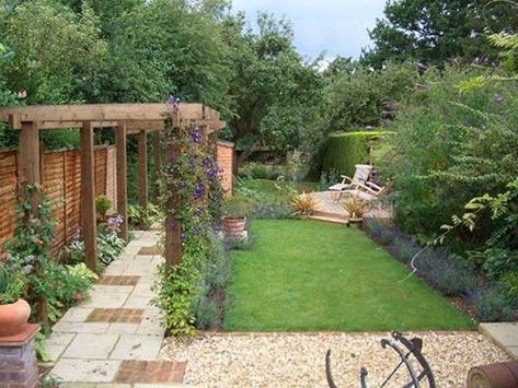 Garden Ideas Long Narrow, Garden Ideas Long, Garden Design Pictures, Narrow Garden, Front Gardens, Backyard Plan, Back Garden Design, Cottage Garden Design, Garden Design Plans