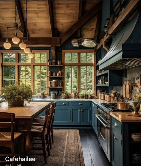 Wooden Cottage Interior, Log Home Kitchen Ideas, Cottage Core Kitchen Ideas, Cozy Cottage In The Woods, Rustic Cottage Kitchens, Cottage Core Kitchen, Cabin Kitchens, Dream House Rooms, Style Deco