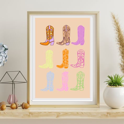 Cowboy Boots Canvas Painting, Cowboy Boot Poster, Cowboy Boots Prints, Cowboy Boots Art Print, Cowboy Boot Art Print, Nashville Decor, Vintage Western Decor, Cowgirl Poster, Cowgirl Decor