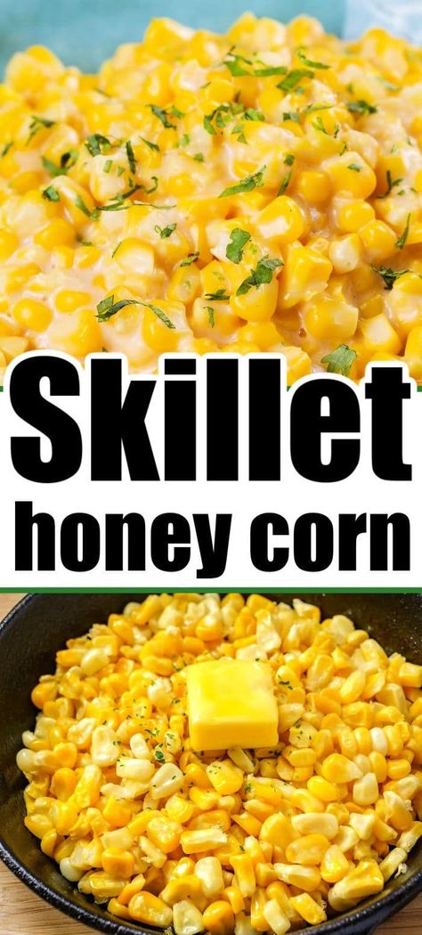 Honey butter skillet corn is the best Thanksgiving side dish, for Christmas or year round. Made in a cast iron skillet or pan, you'll love it. Side Dish Christmas, Honey Butter Corn, Pressure Cooker Cabbage, Honey Butter Skillet Corn, Honey Corn, Corn Recipes Side Dishes, Skillet Corn, Corn Side Dish, Creamed Corn Recipes