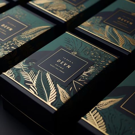 Foil Design Vectors, Photos and PSD files | Free Download Green And Gold Packaging, Packaging Inspiration Boxes, Luxury Layout Design, Foil Packaging Design, Gold Packaging Design, Gold Foil Packaging, Luxury Box Design, Product Label Design, Green Branding