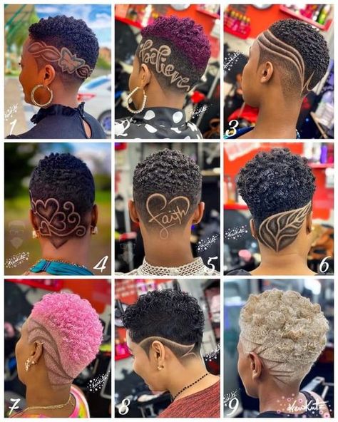 45 Edgy Fade Hair Cuts for Black Women with Short Hair in 2023 - Coils and Glory Hair Cuts For Black Women, Fade Haircut Women, Short Natural Haircuts, Short Hair Designs, Fade Hair, Shaved Hair Cuts, Shaved Side Hairstyles, Shaved Hair Designs, Tapered Natural Hair