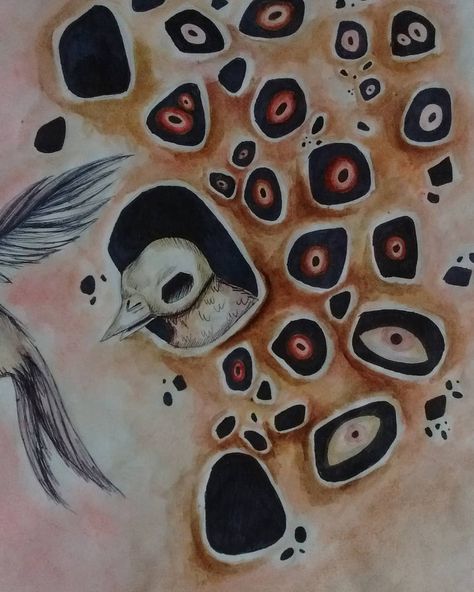 Trypophobia Drawing, Trypophobia Art, Trypophobia Skin, Liminal Art, Draw Bird, Bee Tattoos, Odd Art, Body Horror, Instagram Profil