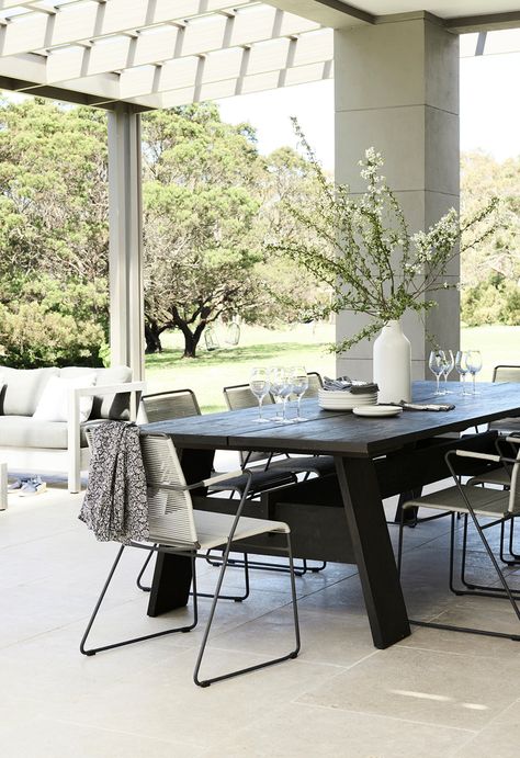 Modern Outdoor Dining, Outdoor Dining Spaces, Mornington Peninsula, Outdoor Dining Furniture, How To Design, Outdoor Dining Area, Decor Shop, Outdoor Tables, Patio Dining