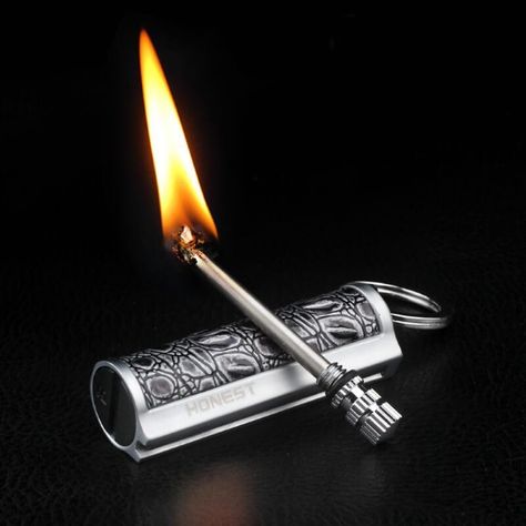 Permanent Match – never be caught without a light again Flint Fire Starter, Metal Net, Cool Lighters, Anna Karina, Dragons Breath, Lighter Fluid, Matching Keychains, Metal Models, Survival Tools