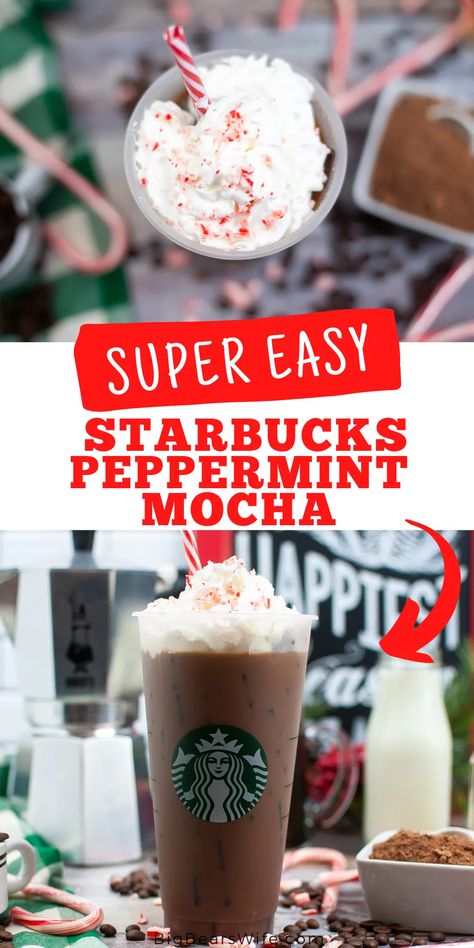 Mocha Syrup Recipe, Peppermint Mocha Frappuccino, Homemade Peppermint Mocha, Peppermint Shake, Warm Drinks Recipes, Peppermint Mocha Recipe, Peppermint Coffee, Starbucks Peppermint Mocha, Peppermint Latte