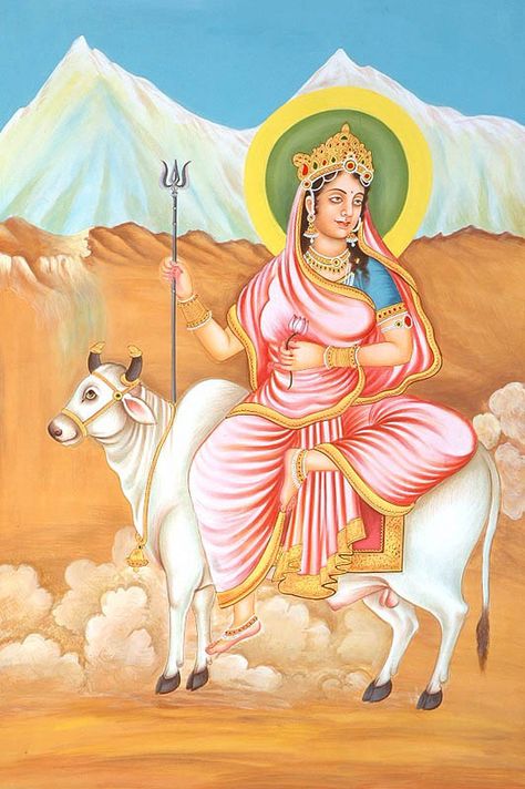 Sailaputri Maa Shailputri, Bhagavata Purana, Durga Picture, Durga Images, Navratri Images, Goddess Durga, Divine Mother, Happy Navratri, Mother Goddess