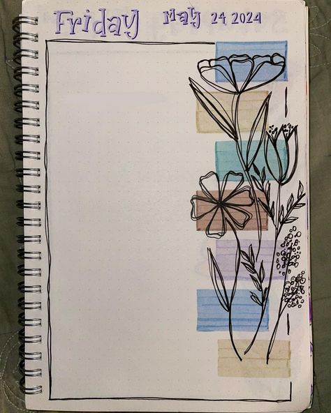 Journal pages for the week of May 20, 2024. Didn't really have a theme for the week...was more trying things out. I think Monday and Saturday were my favorite. ¯\_(ツ)_/¯ #justtamar #journalart #drawingeveryday #handdrawn #bujoart #creativejournaling #handdrawnart Journaling Page Ideas Aesthetic, Decorating Pages Journal, Border Design For Index Page, Drawing Ideas For Project, Journal Page Decoration Ideas, Index Design Creative, Aesthetic Designs For Project, Designs For Projects On Paper, Front Page Design For English