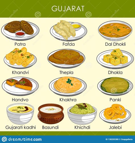 India Illustration, Traditional Indian Food, Food Infographic, State Foods, Vegetarian Snacks Recipes, India Food, Gujarati Recipes, Vegetarian Snacks, Food Facts