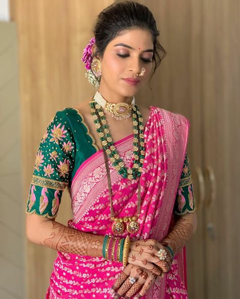 Maharashtra Blouse Design, Wedding Looks Maharashtrian, Maharashtrian Bridal Look, Navari Bridal Look, Maharashtrian Blouse Design, Maharashtrian Saree Look For Wedding, Navvari Bridal Look, Maharashtrian Saree Look, Nauvari Saree Look