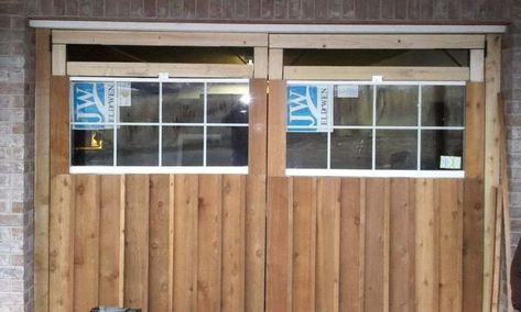 19 Homemade Garage Door Plans You Can DIY Easily Diy Garage Door Panels, Diy Garage Doors How To Make, Garage Door Diy, Make Garage Door Look Like Wood, Dyi Garage Door, Garge Door Make Over, Cheap Garage Doors, No Sag Garage Doors Barn Wood, Side Hinged Garage Doors