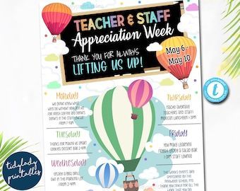 Teacher and Staff Appreciation Week You Lift Us up Balloon Theme Itinerary Poster, Schedule Events School Pto Planner, DIY Editable Template - Etsy in 2024 Best Weekly Planner, Balloon Theme, Staff Appreciation Week, School Pto, Weekly Menu Planners, Planner Diy, Weekly Planner Template, Up Balloons, Menu Planners