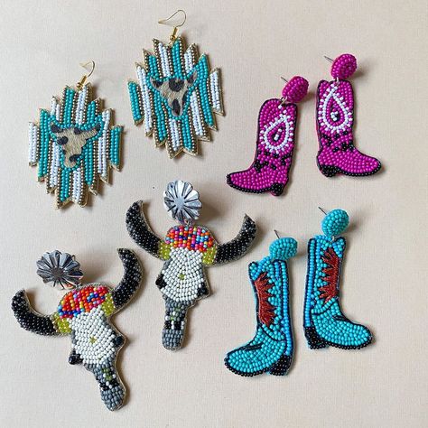 Country Girl Jewelry, Western Earring, Cowboy Boot Earrings, Turquoise Cowboy Boots, Boot Earrings, Western Earrings, Bold Earrings, Handmade Earrings Beaded, Beaded Earrings Patterns