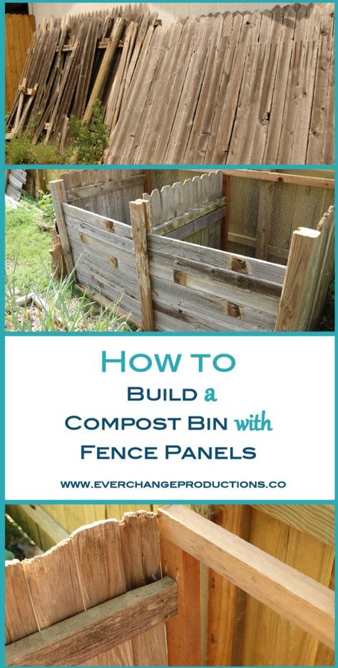 Building a compost bin is the first real step to composting. Up until now, you've probably studied the benefits of composting, how to compost, compost bin options, what to compost, but now the real fun begins. Today we'll show you how to reuse fence panels or other scrap lumber you have to make a sturdy compost bin that will last years to come. Repurposed Fence Panels, Build A Compost Bin, Repurposed Fence, Composting Ideas, Helping Nature, Composting 101, Pallet Fence, Old Fences, Building A Fence