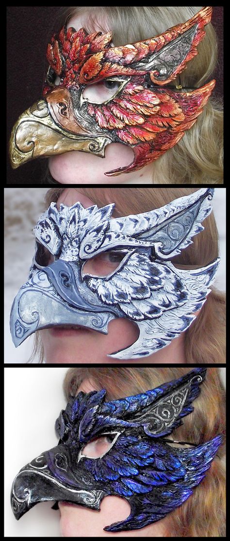 Custom Griffin Masks - Any Color by Namingway.deviantart.com on @deviantART Mask Futuristic, Porcelain Mask, Futuristic Mask, Crystal Mask, Iron Mask, Mask Scary, Mask Paper, Theme Carnaval, Handmade Mask