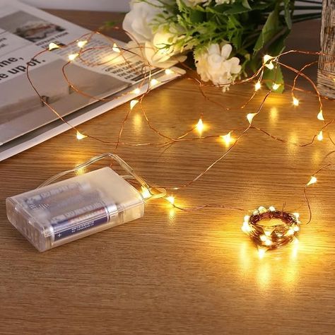 Amazon.com: Sanniu Led Fairy Lights Battery Operated, 4 Packs Mini Battery Powered Copper Wire Starry String Lights for Christmas,Bedroom, Parties,Wedding,Indoor,Home Decoration (5m/16ft Warm White) : Home & Kitchen Indoor String Light Ideas, Starry String Lights, Lights For Christmas, Battery Operated String Lights, Twinkle String Lights, Wedding Indoor, Christmas Easy, Indoor String Lights, Decorative Lights