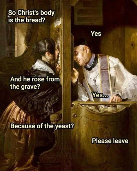 Catholic Humor, Historical Humor, Religious Humor, Funny Art History, Catholic Memes, Baby Jokes, Classical Art Memes, History Jokes, Bible Humor