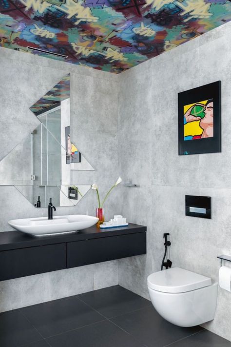 There is nothing that speaks more of summer and happy vibes than pop art itself. This Luxury Home completely enhances the way that pop art is supposed to look. #interiordesign #luxuryinterior #luxurydesign #interiordesignproject #homedecor #designideas Teen Bathrooms, Garage Game Rooms, Ensuite Bathrooms, Kitchen Sign, Memphis Design, Design Movements, Sign Decor, Happy Vibes, Modern Room