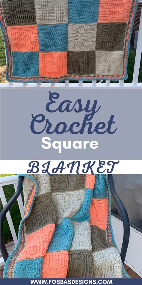 Make these perfect quick crochet squares for your next blanket! Crochet Blanket free pattern | Stash busting ideas | Easy crochet squares Quick Crochet Squares, Crochet Block Blanket Pattern Free, Simple Crochet Squares, Large Crochet Squares Pattern Free, Crochet Squares For Blanket, Cal Crochet Free Pattern, Crochet Afghan Patterns Free Throw Blankets Granny Squares, Crochet Blocks Free Pattern Squares, Beginner Crochet Projects Blankets