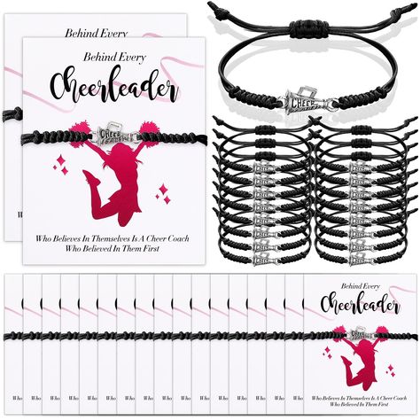 Cheer Swag Bags Gift Ideas, Cheerleader Gift Ideas, Cheer Gift Ideas, Cute Cheer Gifts, Homecoming Gifts, Cheer Squad Gifts, Softball Bracelet, Cheer Makeup, Cheer Banquet