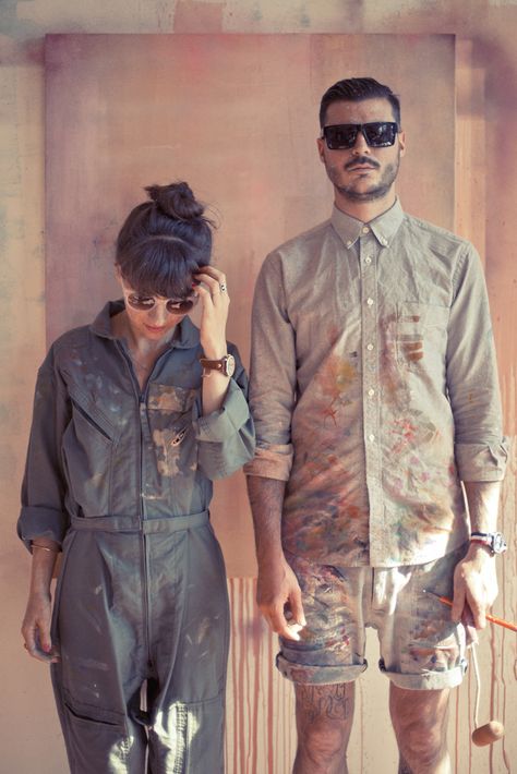 Partners in art crimes Artists Overalls, Painter Overalls, Painter Outfit, Painter Fashion, Painters Overalls, Dieter Roth, Men Mode, 2015 Fashion Trends, Fashion Trend Forecast