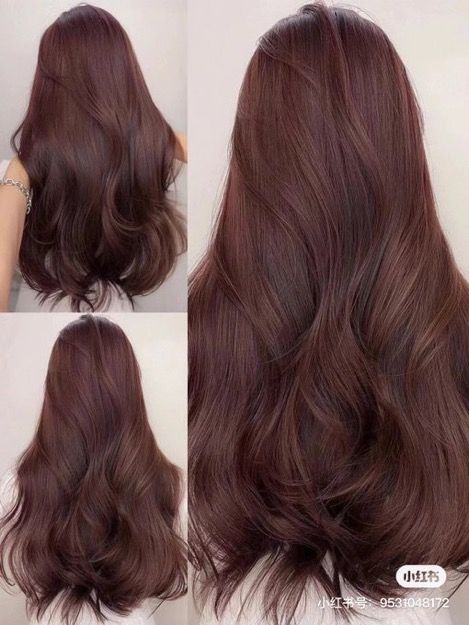 Cherry Brown Hair, Mahogany Brown Hair, Hair Color For Brown Skin, Hair Color Mahogany, Mahogany Hair, Korean Hair Color, Red Hair Inspo, Ash Hair Color, Cherry Brown