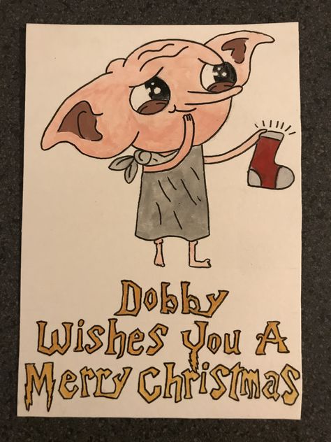 Marry Christmas Card Drawing, Christmas Cards Harry Potter, Birthday Card Ideas Harry Potter, Harry Potter Christmas Card Ideas, Cute Diy Christmas Cards For Friends, Harry Potter Christmas Drawing, Funny Diy Christmas Cards, Funny Christmas Drawings, Diy Harry Potter Gifts