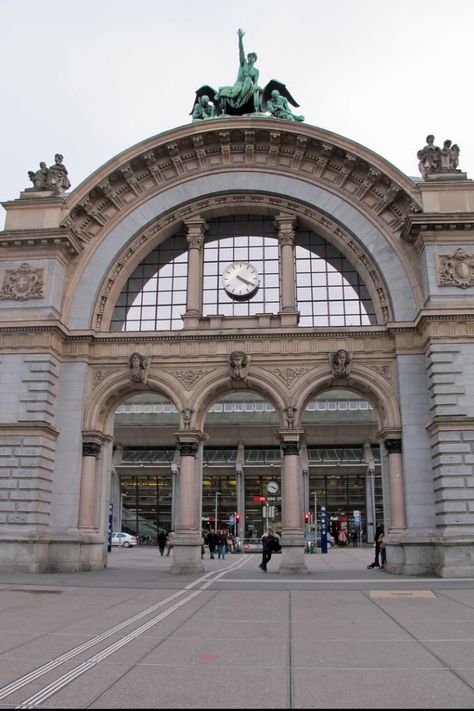 Luzern Train Station-Switzerland Train Station Architecture, Old Train Station, Genius Loci, Geometric Architecture, Minecraft City, Old Train, All Aboard, Budapest Hungary, Large Windows