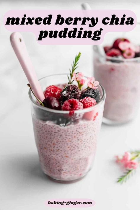 Chia Breakfast Recipes, Frozen Berries Recipe, Berry Chia Seed Pudding, Raspberry Chia Seed Pudding, Chia Seed Pudding Coconut Milk, Best Chia Pudding Recipe, Chia Breakfast Pudding, Chia Seed Yogurt, Mixed Berry Dessert