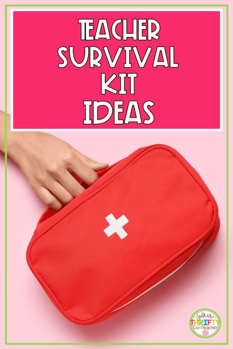 Teacher Survival Kit Ideas, Emergency Kit Essentials, Teacher Emergency Kit, Survival Kit Ideas, Teacher Survival Kit, Survival Kit For Teachers, Teacher Survival, Teacher Favorites, Teacher Must Haves