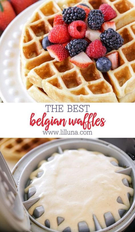 Crisp, fluffy Belgian waffles are an easy way to start your day with a smile. They will be your go-to homemade waffles - I promise! #belgianwaffles #waffles #crispywaffles #fluffywaffles #belgianwafflerecipe Best Belgium Waffles Recipe, Belgian Waffle Toppings, Belgian Waffle Mix Recipe, Homemade Belgium Waffle Recipe, Crispy Belgian Waffle Recipe, Soft Waffle Recipe, Waffle Recipes Homemade, Belgium Waffles Recipe, Belgian Waffles Toppings