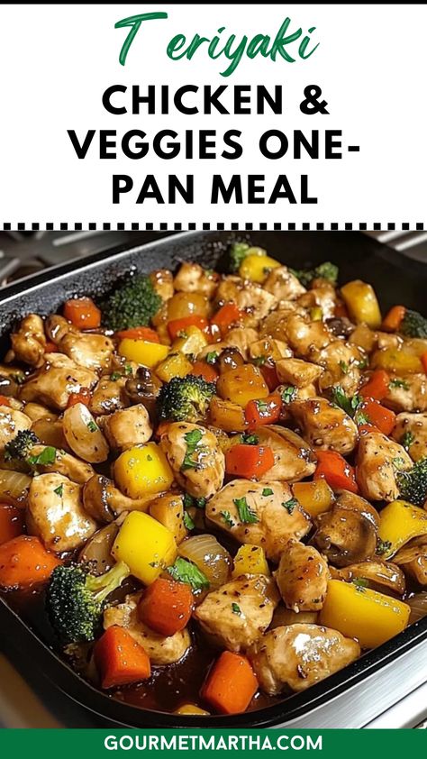 This Teriyaki Chicken & Veggies One-Pan Meal is the ultimate quick and delicious dinner solution! With tender chicken, vibrant veggies, and a savory-sweet teriyaki glaze, you’ll love how easy it is to make and clean up afterward. Save this quick and easy recipe for busy days #OnePanMeal #TeriyakiChicken #EasyDinner #HealthyRecipes #QuickMeals #SheetPanDinners #WeeknightDinner #ChickenRecipes #DinnerInspo #MealPrepIdeas Chicken And Veggies Instant Pot, Teriyaki Chicken Sheet Pan Dinner, Sheet Pan Chicken Teriyaki, Meat And Veggie Dinners, Dinner Prep For The Week, Healthy Quick Lunches, Chicken And Veggie Recipes, Teriyaki Chicken Crock Pot, One Pan Recipes