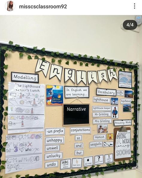 Teacher Notice Board Ideas, Writing Classroom Display, Year 5 And 6 Classroom Ideas, Board Display Ideas Classroom, Year 4 Classroom Ideas Uk, Classroom Displays Ks1, English Working Wall, Interactive Display Boards, Classroom Displays Ks2