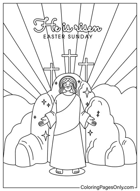 Jesus Christ is Resurrected Coloring Sheet Resurrection Jesus, Easter Coloring Sheets, Jesus Coloring Pages, Easter Coloring, Disney Cartoon Characters, Easter Religious, Easter Coloring Pages, Easter Colouring, The Savior