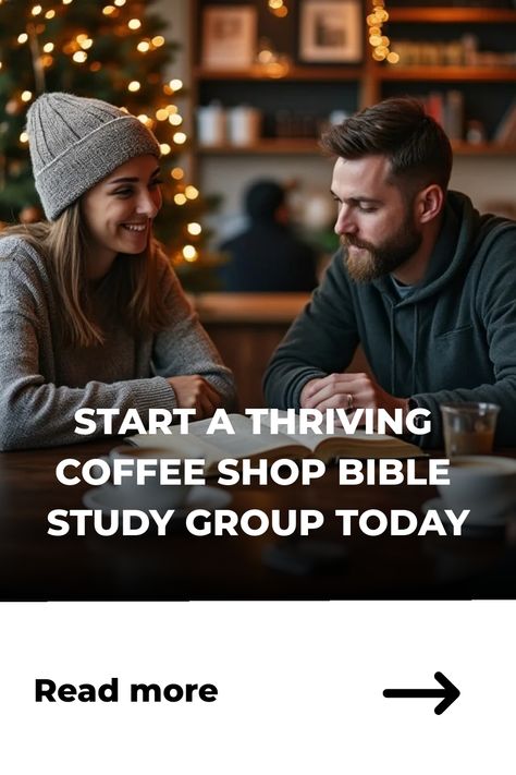 Two people sitting in a cozy coffee shop with a text overlay promoting a Bible study group. Coffee Bible Study, Coffee Bible, Starting A Coffee Shop, Group Dynamics, Study Group, Bible Study Group, Bible Lessons, Social Events, Spiritual Growth