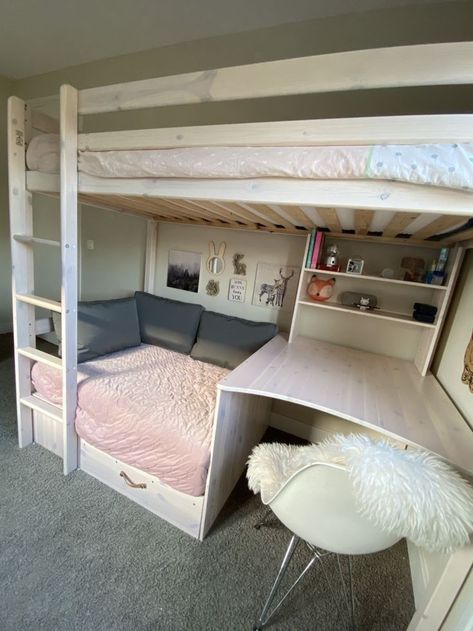 How To Make The Most Of A Small Bedroom, Loft Bed Ideas Aesthetic, Teenager Bedroom Design, Girls Loft Bed, Dream Bedroom Inspiration, Cool Room Designs, Diy Room Decor For Teens, Cute Diy Room Decor, Room Redesign