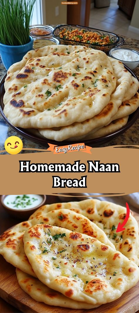 Homemade Naan Bread Simple Naan Recipe, Authentic Naan Bread Recipe, Nann Bread Recipes Quick, Naan Bread Recipes Ideas, How To Make Naan Bread, Nann Bread Recipes, Homemade Naan Bread Easy, Yeast Free Naan, Nana Bread Recipes