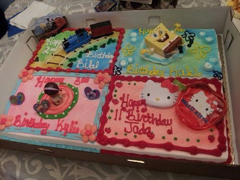 Multi Person Birthday Cake Ideas, Multi Person Birthday Cake, Full Sheet Birthday Cake Ideas, Birthday Cakes For Multiple People, Multiple Birthday Cake Ideas, Birthday Cake For Multiple People, Group Birthday Cake, Square Birthday Cake, 2023 Birthday