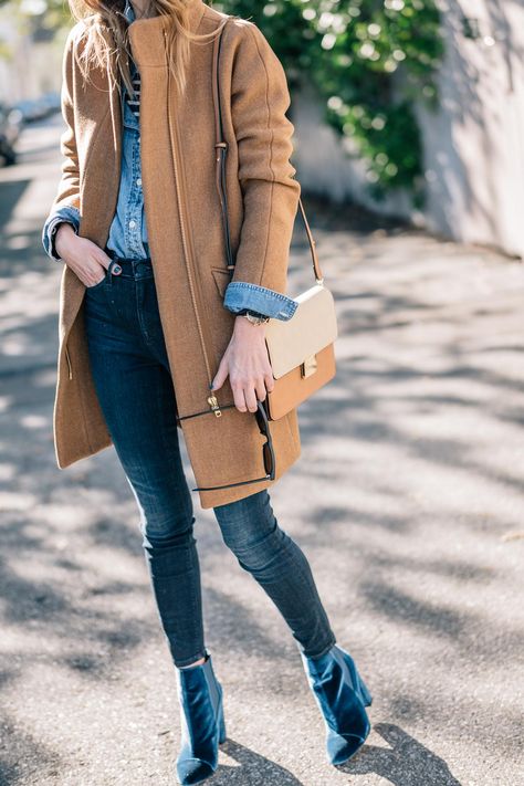 Velvet Boots Outfit, Blue Boots Outfit, Maxi Dress Outfit Fall, Blue Ankle Boots, Cloth Coat, How To Wear Ankle Boots, Boots Outfit Ankle, Velvet Ankle Boots, Booties Outfit