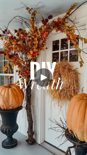 6.1K views · 2K reactions | How I made my DIY fall wreath! This is my favorite fall wreath I’ve ever had. Very easy to make! Looks stunning on a door | Karlee Gail Bowman | karleegailbowman · Original audio Diy Fall Tree, Porch Fall Decorating Ideas, Make Looks, Fall Container Gardens, Porch Pumpkins, Decorating For Fall, Fall Tree, Fall Front Porch Decor, Everything Fall