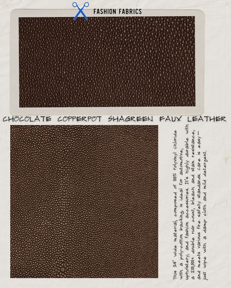 LIMITED STOCK 🚨Elevate your style with our Shagreen Faux Leather Vinyl Fabric! 🐚✨ This luxurious, textured material adds a touch of sophistication to any project, from upholstery to accessories. Perfect for creating timeless, elegant designs. #fashionfabrics #fashion #fabrics #fauxleather #vinylfabric #shagreen #shagreenfurniture #stingrayvinyl #upholstery #crafting #fashionaccessories #diy #wallpaper #fabricstore #fabricshop #contractvinyl #wholesalefabrics Shagreen Furniture, Diy Wallpaper, Vinyl Fabric, Elegant Designs, Fabric Shop, Limited Stock, Fabric Store, Elegant Design, Upholstery