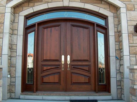 Entrance Wood Door, Exterior Entrance Doors, Wood Front Entry Doors, Pintu Interior, Double Front Entry Doors, Medieval Door, Entry Door Designs, Double Door Entrance, Main Doors