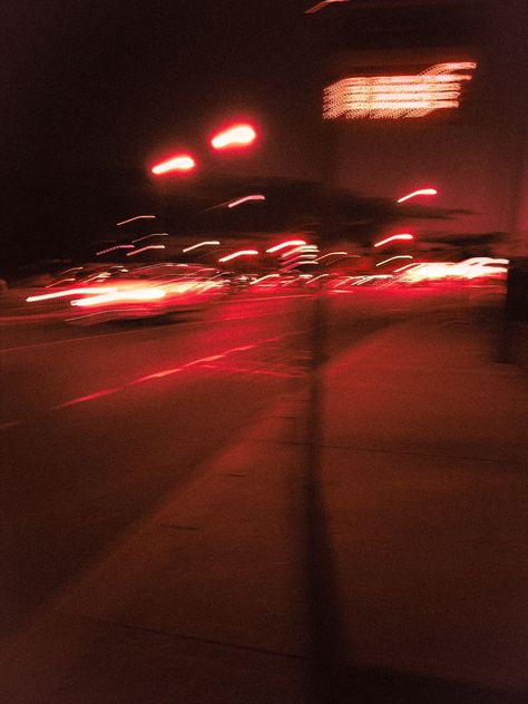 Red Ambient Aesthetic, Red City Aesthetic Wallpaper, Red Street Aesthetic, Night City Core, Red Aesthetic Landscape, Red Hour Aesthetic, Night Red Aesthetic, Cars At Night Aesthetic, Car Red Aesthetic